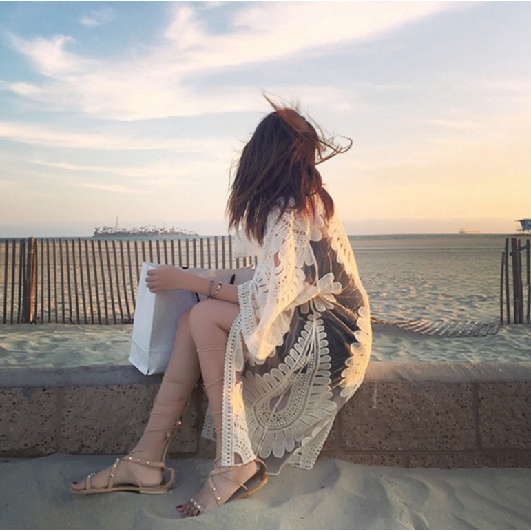 Áo khoác ren mỏng mặc ngoài đồ bơi 7 tay phong cách Hàn Quốc thời trang mùa hè mới 2021
 | BigBuy360 - bigbuy360.vn