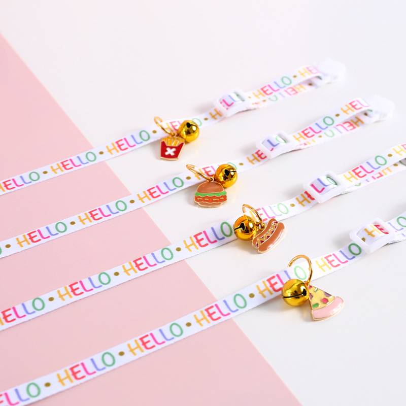 Vòng cổ mặt hình bánh pizza/ khoai tây chiên nhiều màu cho thú cưng