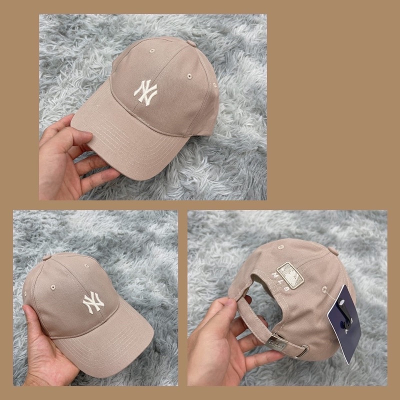 Mũ lưỡi trai MLB màu beige - logo trắng