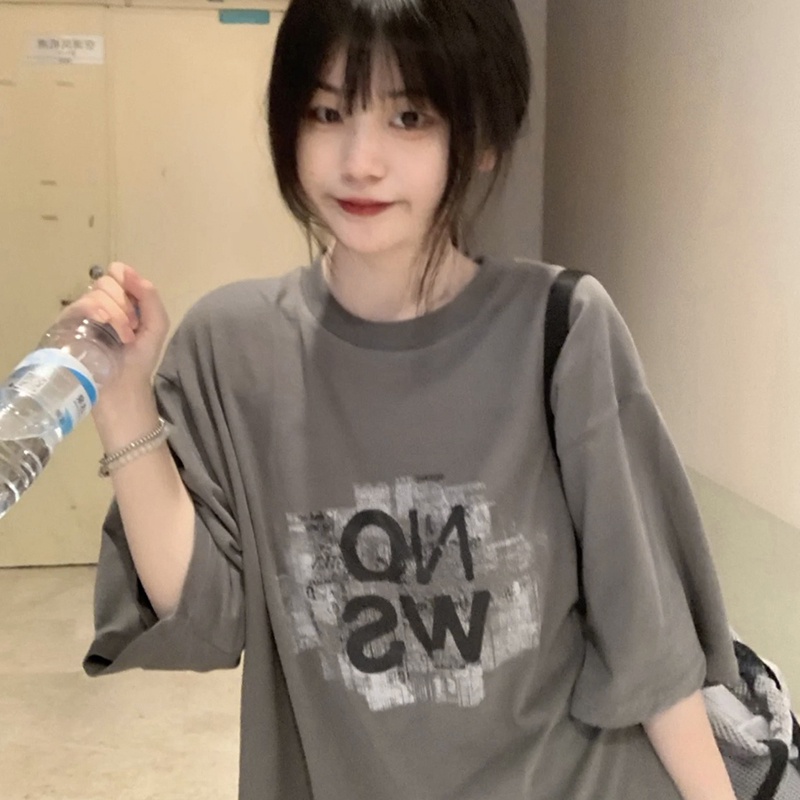 NRVP Áo thun cotton tay ngắn cổ tròn thời trang mùa hè phong cách Hàn Quốc cho nữ