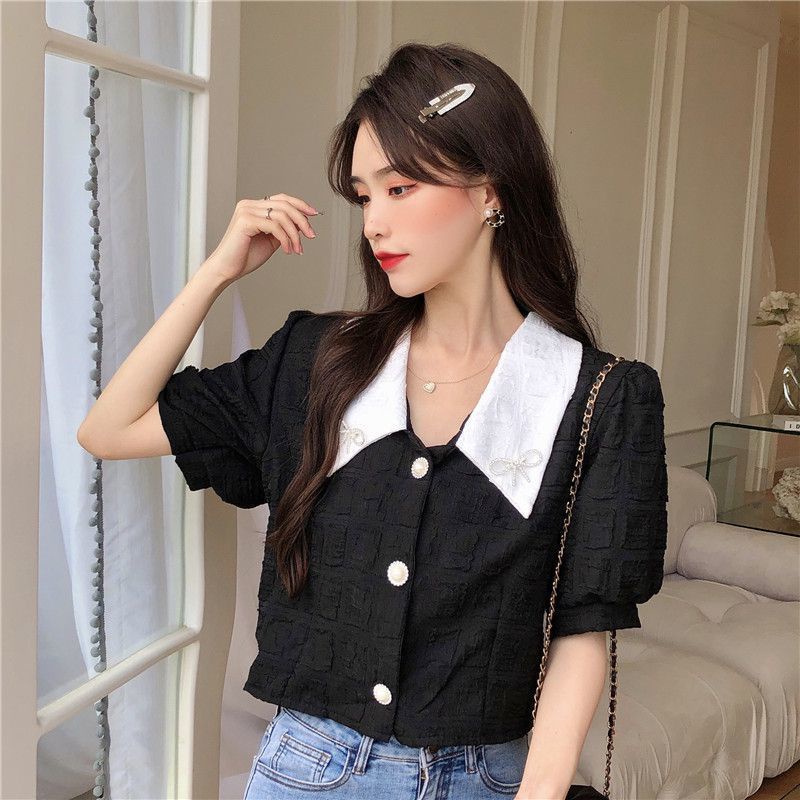 Áo Sơ Mi Ngắn Tay Cổ Chữ v plus size Phong Cách Hàn Quốc Dành Cho Nữ