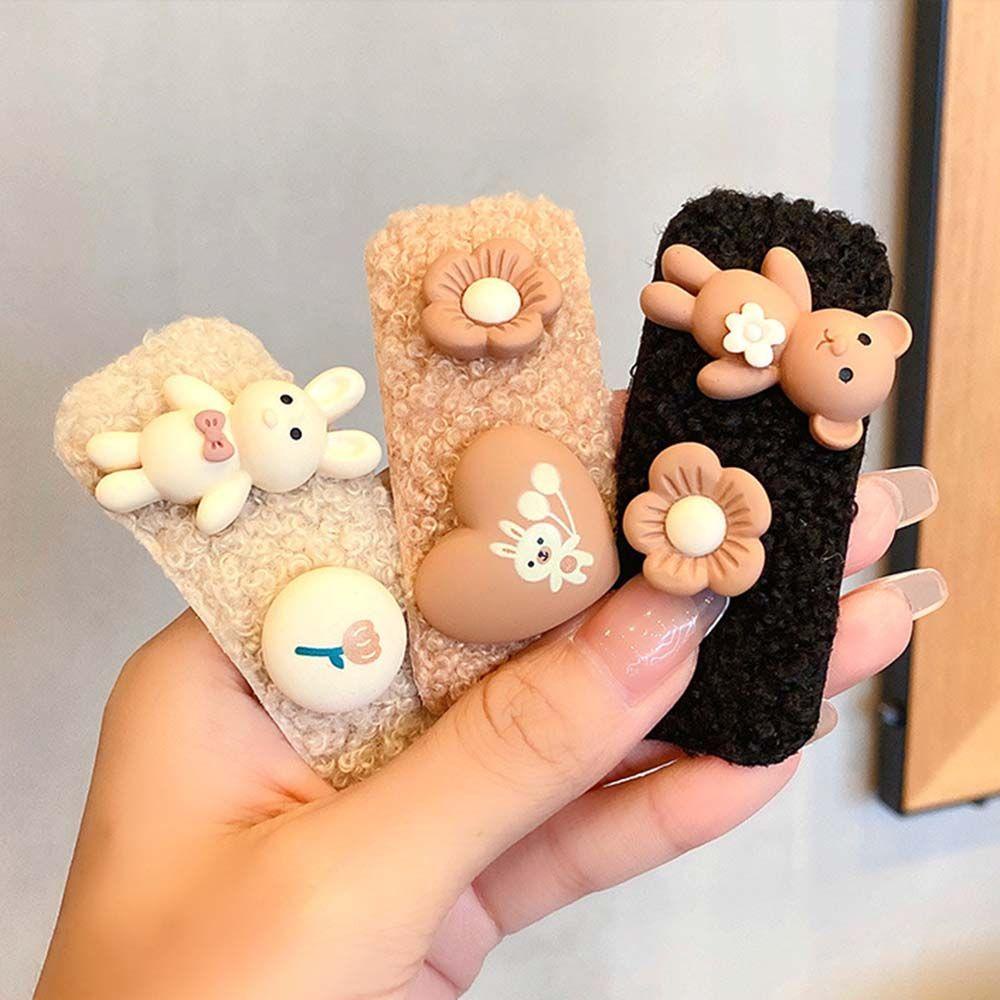 Kẹp Tóc Bằng Len Lông Cừu Họa Tiết Trái Tim / Hoa Phong Cách Hàn Quốc Thời Trang Thu Đông WMES15H