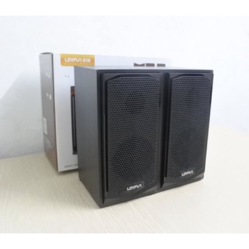 Loa vi tính Loyfun 2.0 M22, Loa mini Lofun M22, loa giả gỗ, Lofun m22 2.0, chân nguồn usb, chân cắm 3.5. Âm thanh chuẩn.