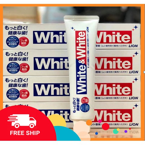 Kem đánh răng White &amp; White [FREE SHIP] chuẩn nội địa nhật, ảnh thật, làm trắng răng bản full size 150g mẫu mơi