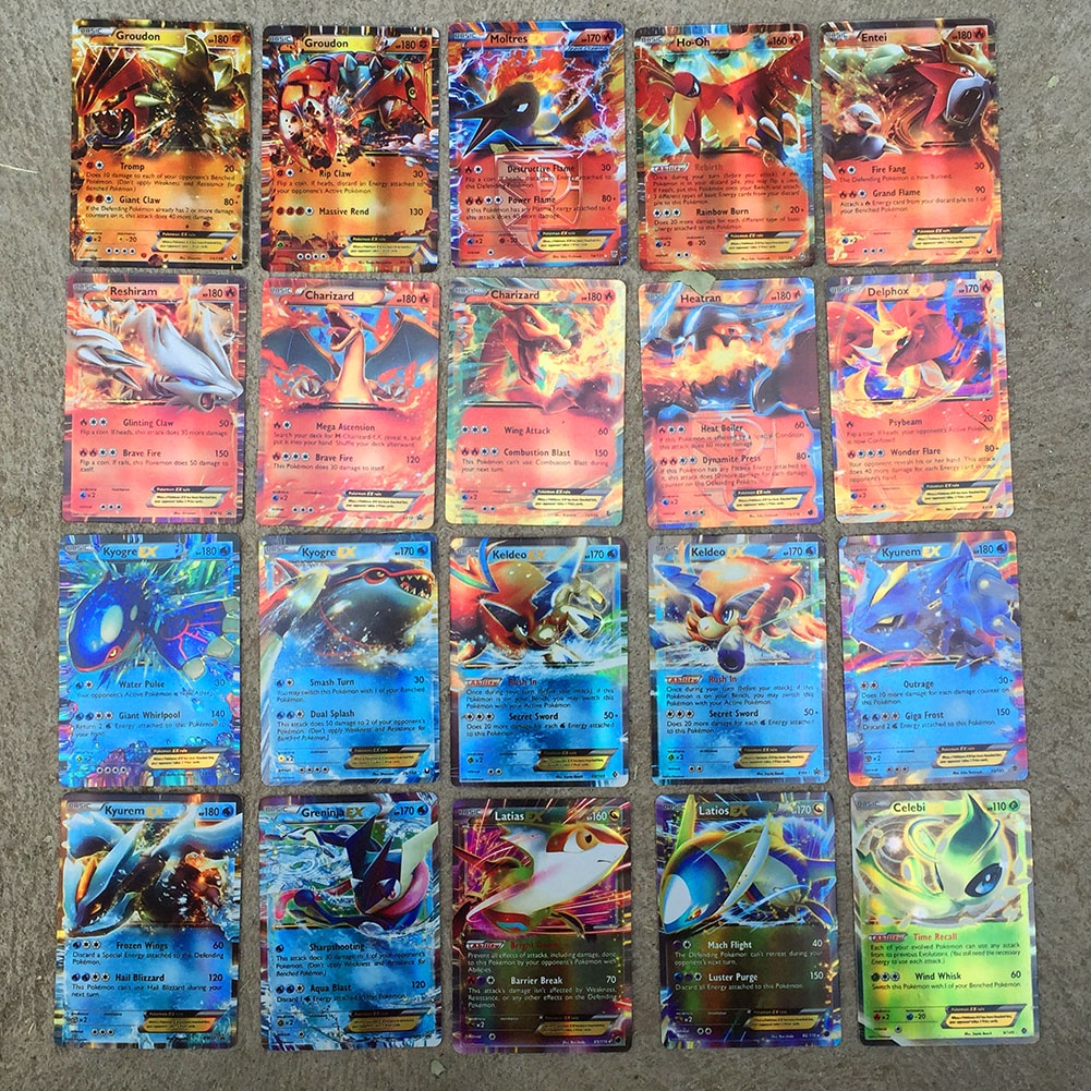 Bộ 100 thẻ bài Pokemon gồm 80 thẻ EX và 20 thẻ GX