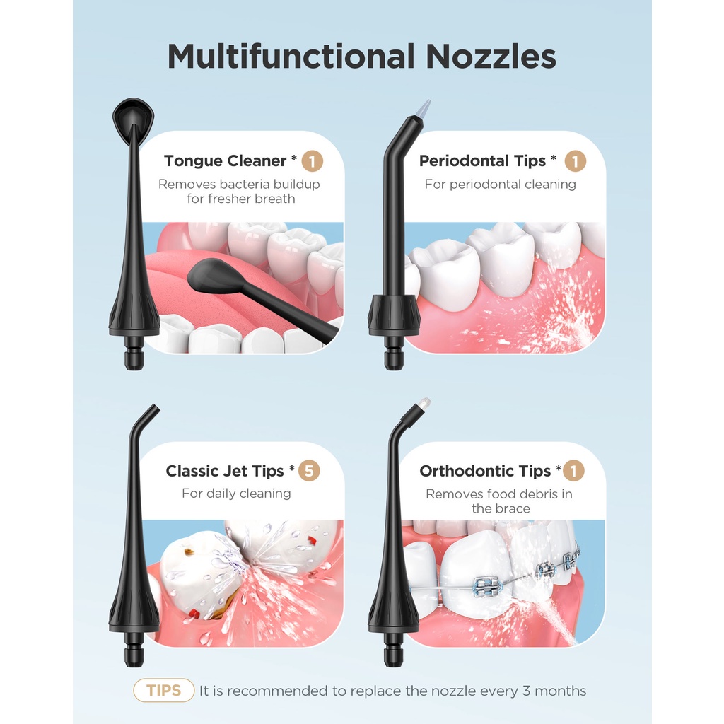 Máy Tăm Nước Cầm Tay Fairywill FW5020E Làm Sạch Răng Hiệu Quả Với Nhiều đầu tăm sử dụng trong 2 năm NK20