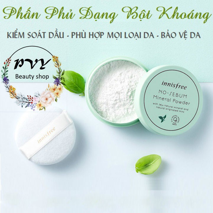 Phấn phủ kiềm dầu dạng bột khoáng Innisfree No Sebum Mineral Powder 5g #Pvy Beauty