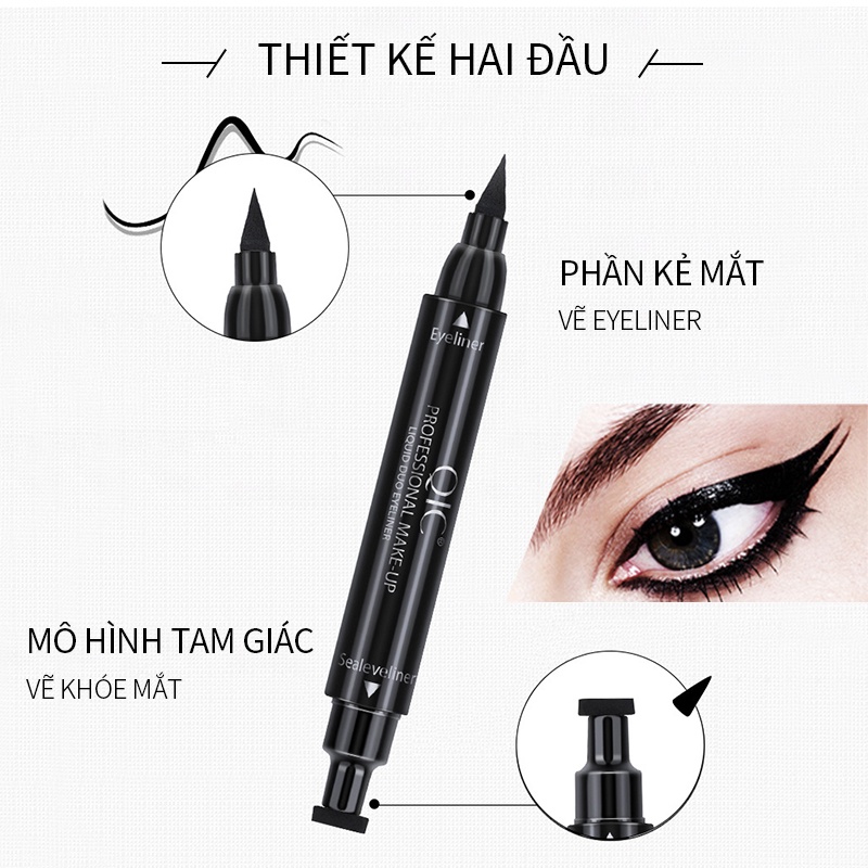 [Hàng mới về] Bút kẻ mắt dạng lỏng QIC 2 trong 1 chống thấm nước lâu trôi trang điểm tự nhiên