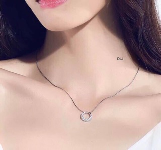 Dây chuyền bạc ý mặt tròn gắn đá