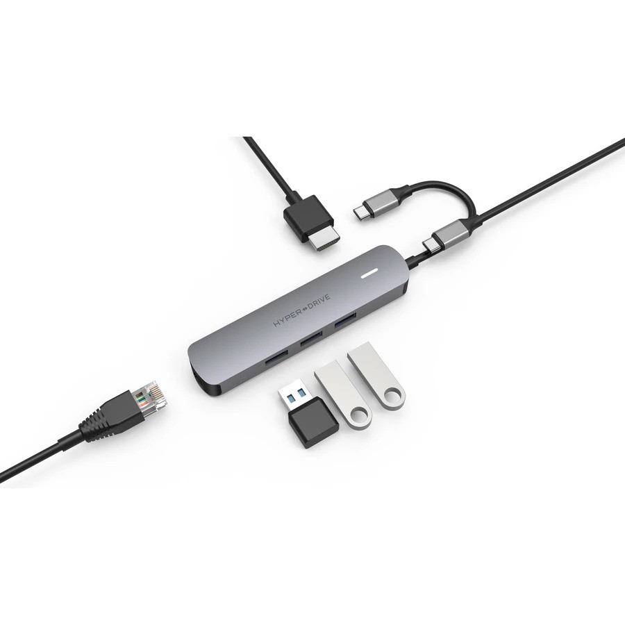 Cổng Chuyển Hyperdrive 6 in 1 HDMI 4K Usb-C Cho Macbook,PC,Devices Chính Hãng