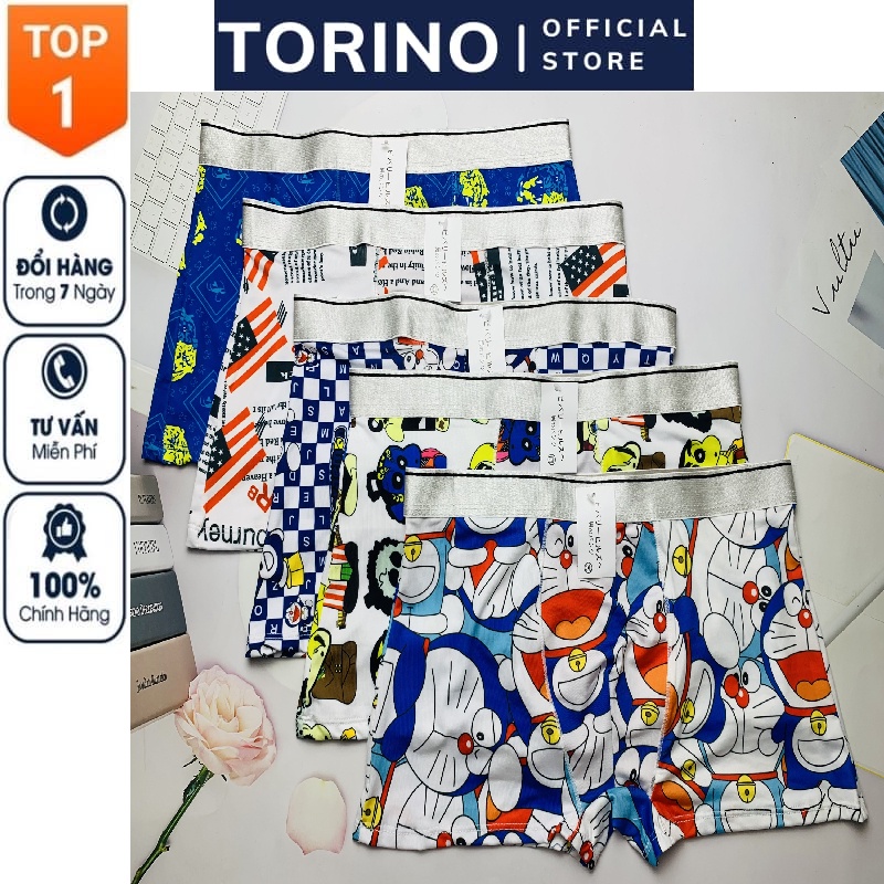 [ 𝐂𝐎𝐌𝐁𝐎 𝟓 ]  Quần sịp, quần lót nam in hình hoạt hình như ảnh, chất vải thun lạnh, siêu thoáng mát co giãn mềm mại