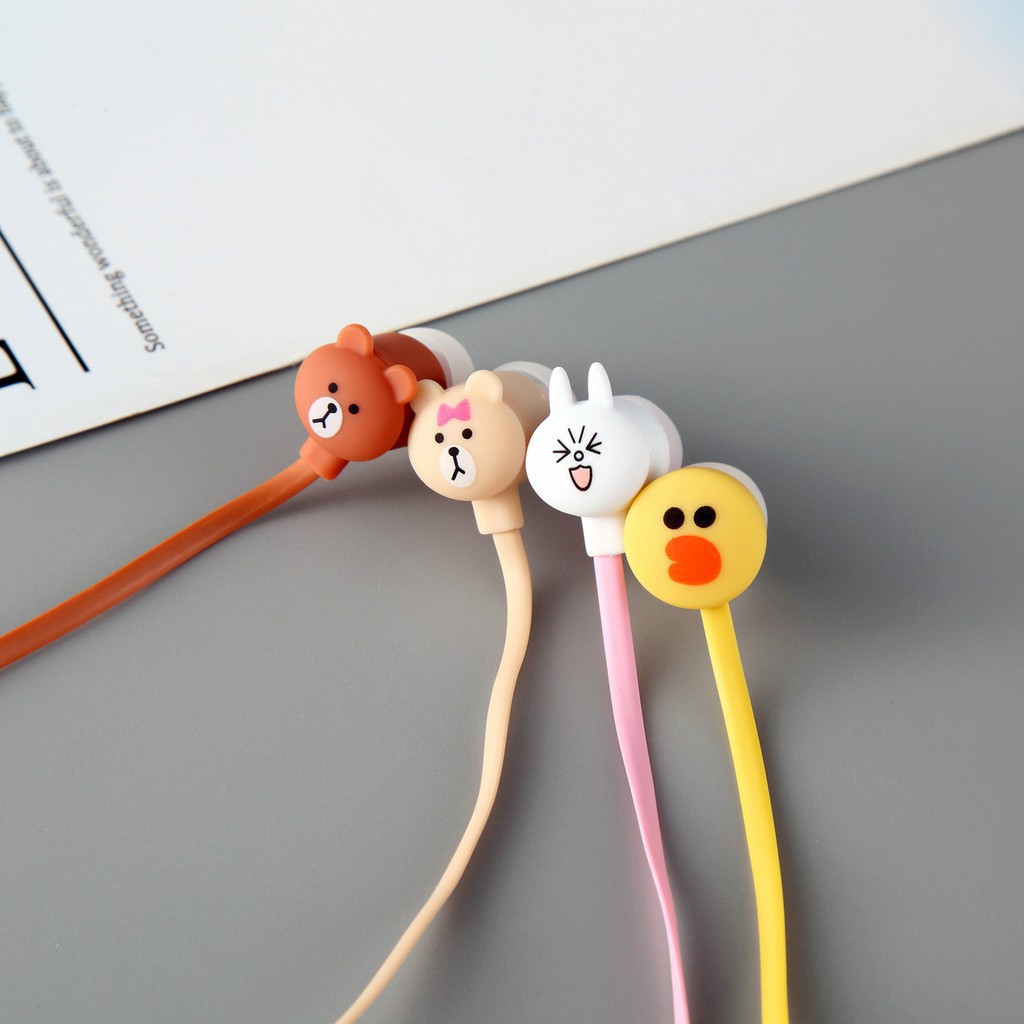 Tai nghe nhét tai thời trang Hàn Quốc cực cute có míc vịt saly- gấu nâu- thỏ cony -Hồng Anh Case