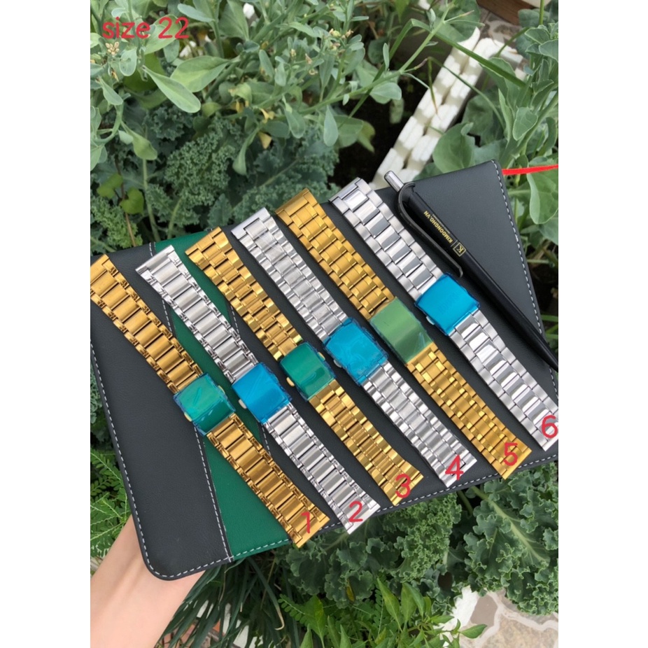GIÁ CỰC SỐC Dây Đồng Hồ Thép Không Gỉ Đầu Bằng Size 18mm 20mm 22mm