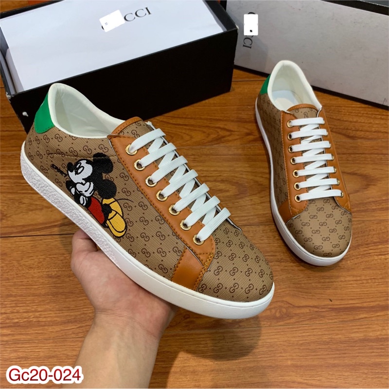 Giày Sneaker Gc Nam Đế Cao Su - Giày Buộc Dây in Hình Micky Cho Nam