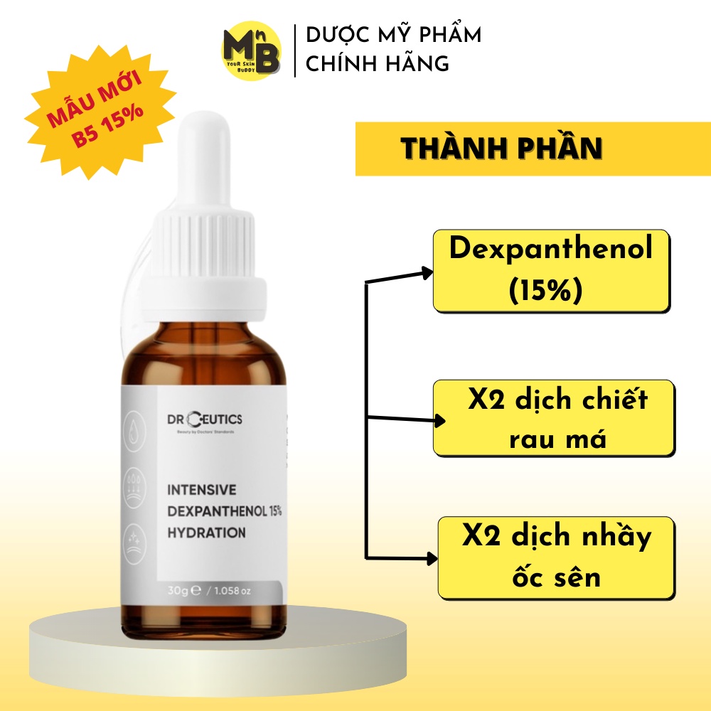 Serum DrCeutics Dexpanthenol 10% Centella Extract HA cấp ẩm và phục hồi da 30ml 100ml
