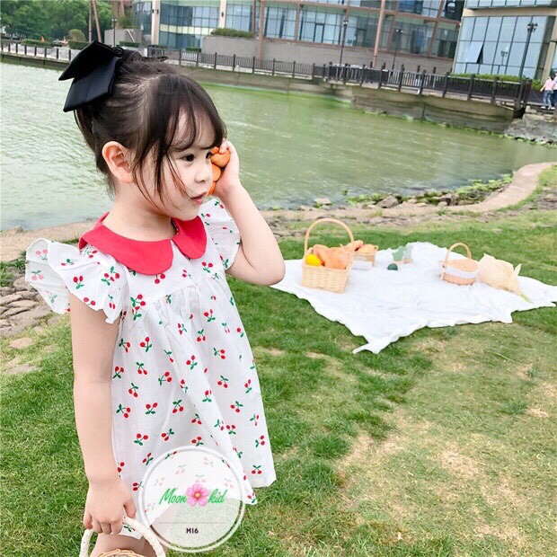 (Rẻ Nhất Tphcm) Váy Đầm Hình Cherry Siêu Cute Cho Bé Gái