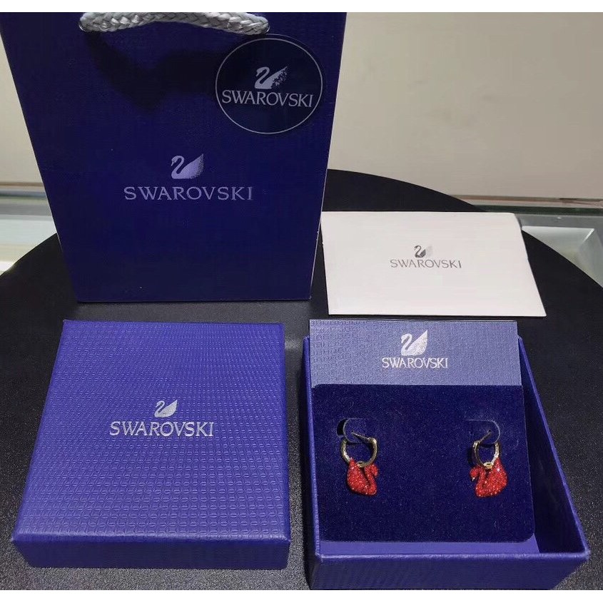 Bông Tai Xi Mạ Bạc 925 Hình Thiên Nga Đỏ 5529969