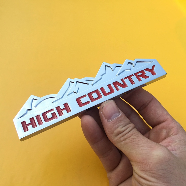 Logo High country 12.5x3.2cm dán xe bằng hợp kim dày 0.5cm