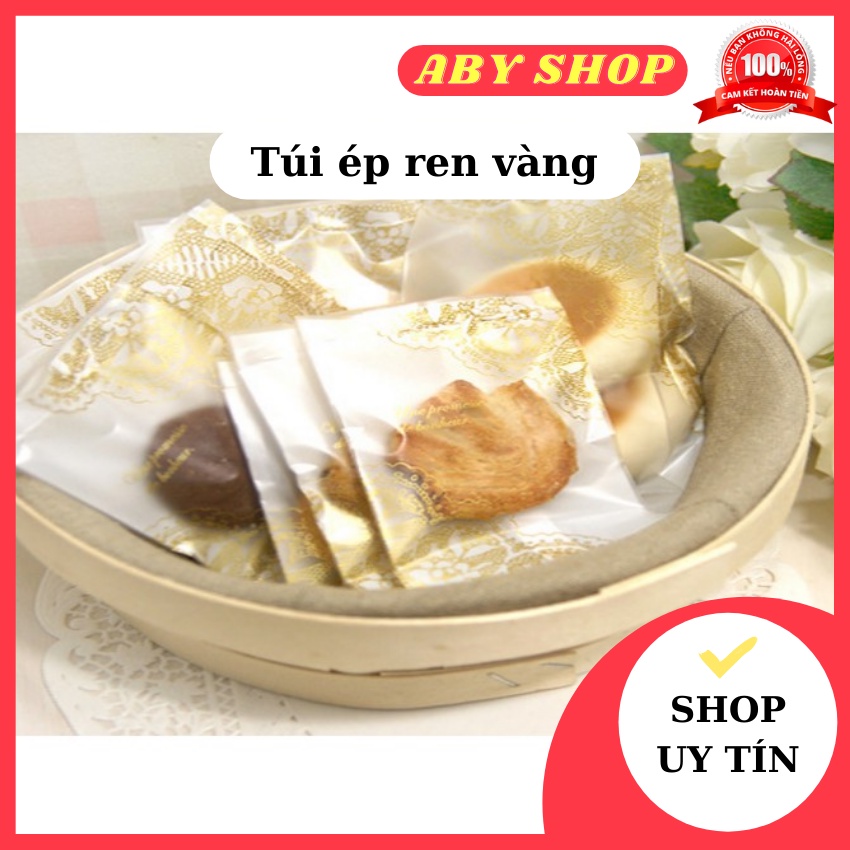 Túi ép ren vàng ⚡ HÀNG CAO CẤP ⚡ túi ép ren bánh thiết kế nhỏ gọn tiện dụng