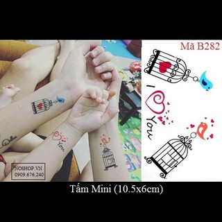 Xăm dán tattoo lồng chim B282