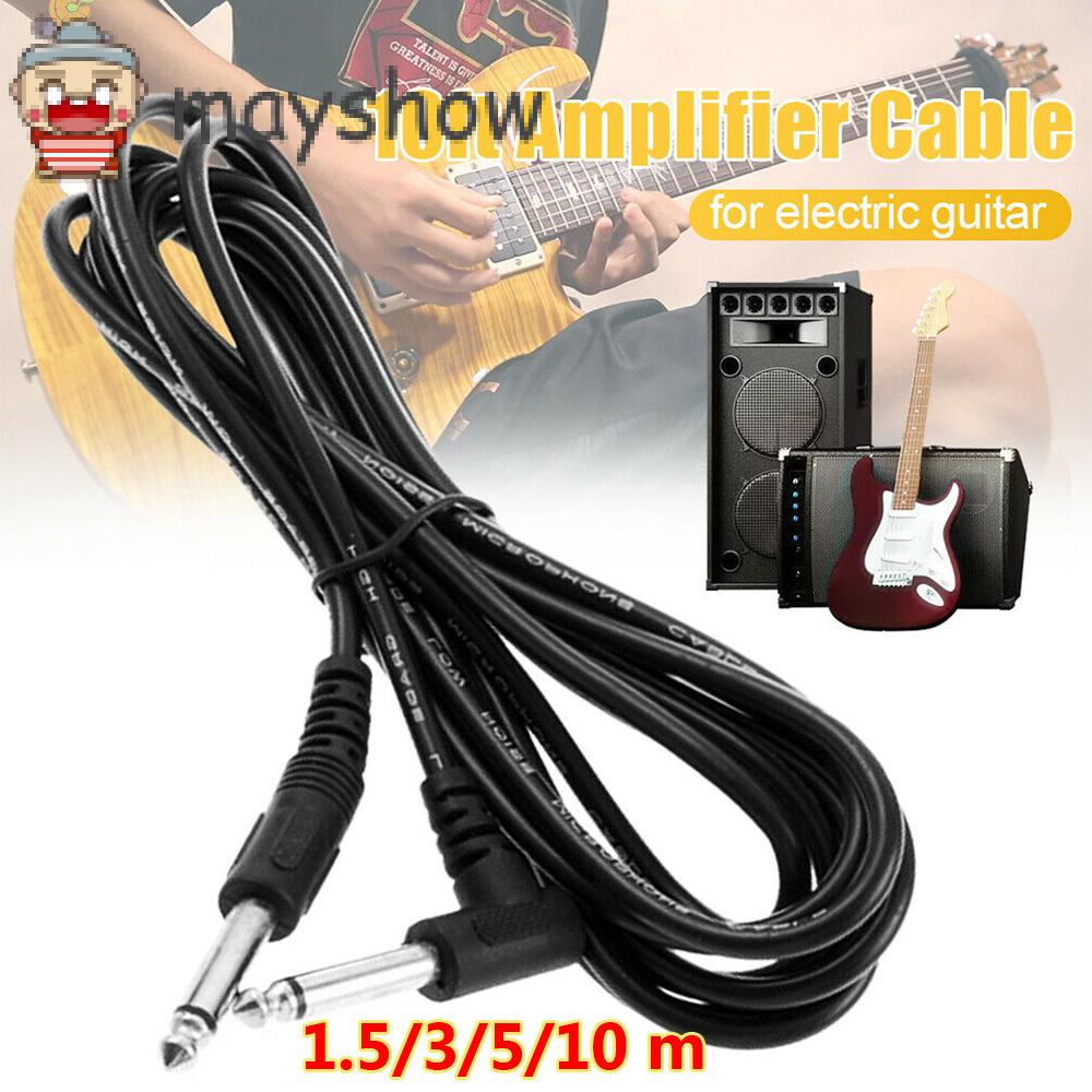 MAYSHOW 1.5/3/5/10 m 6.5mm to 6.5mm Portable Amp Cord Adapter Black Musical Instrument Electric Guitar Amplifier Cable Universal Professional Light High Quality Right Angle