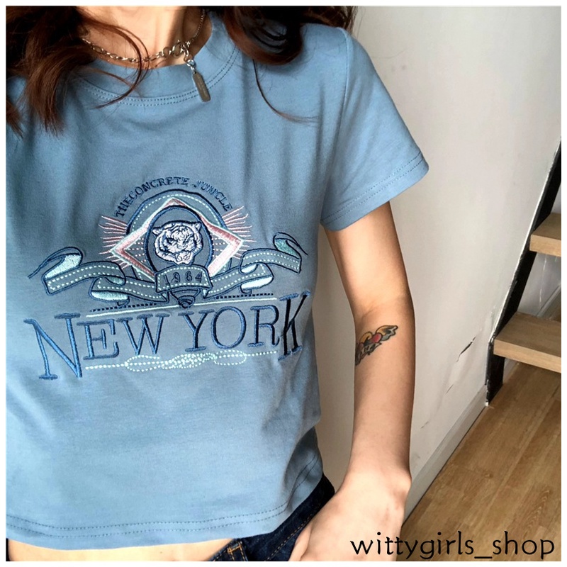 Áo Thun Ngắn Tay Thêu Họa Tiết Thời Trang Dành Cho Nữ