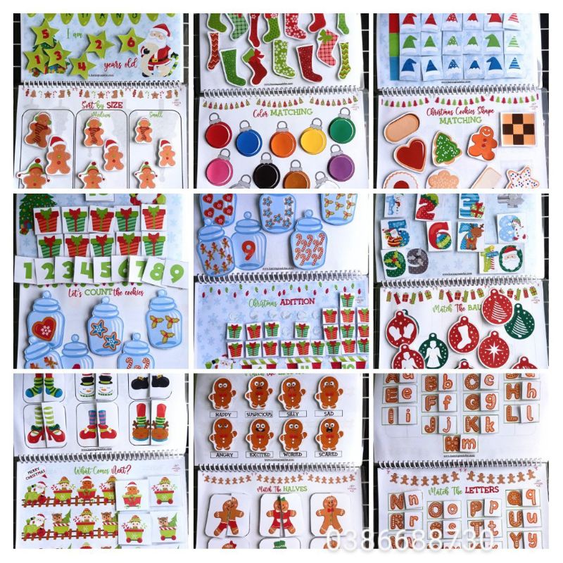 Học Liệu bóc dán thông minh Montessori chủ đề Giáng sinh