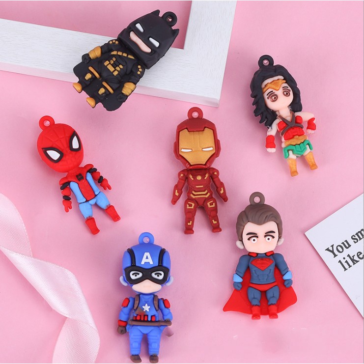 Búp bê mềm các nhân vật Avenger Marvel trang trí vỏ ốp điện thoại, dán Jibbitz, móc khóa, DIY