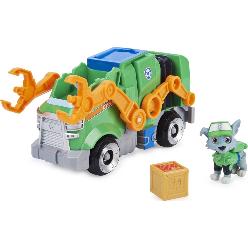 Đồ chơi Paw Patrol: Bộ gồm xe, Rocky, hộp đựng rác có công năng