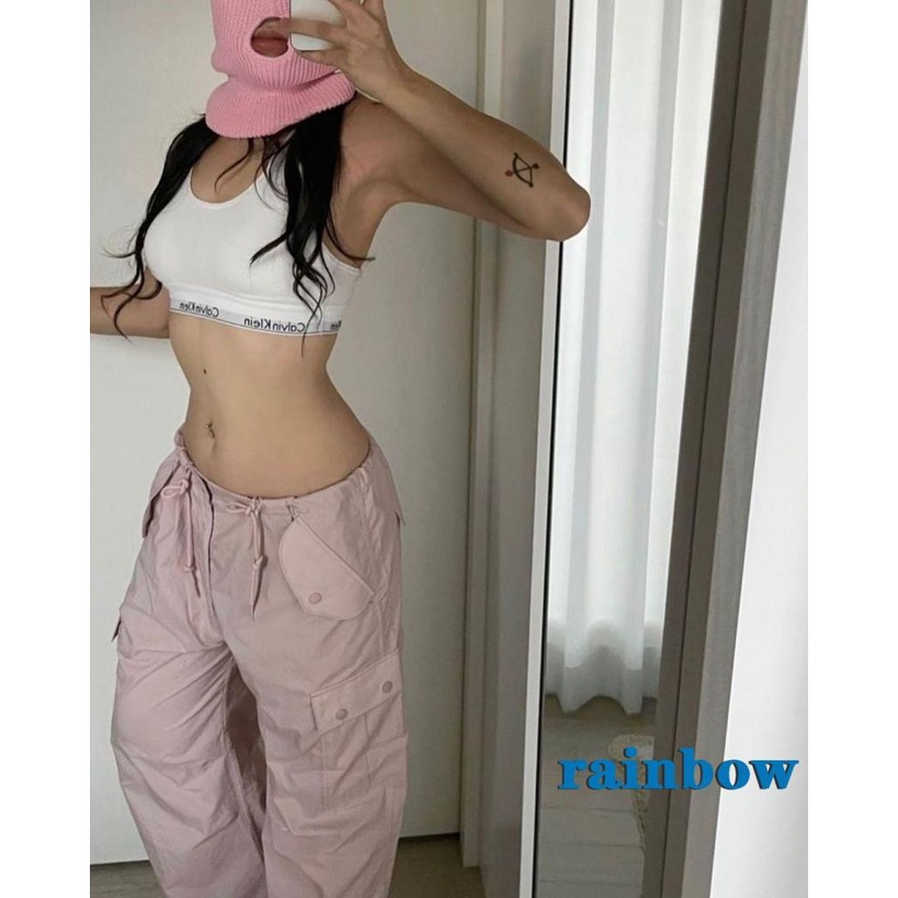 Quần Dài Lưng Cao Màu Trơn Cầu Vồng Y2k Thời Trang Xuân Thu Cho Nữ
