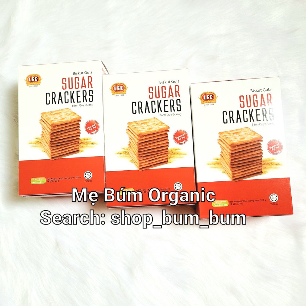 [HCM giao hỏa tốc]  Bánh quy giòn Cream Creackers phủ đường, Bánh lúa đường Sunrise Malaysia - Hộp 308g, 14 gói*22g