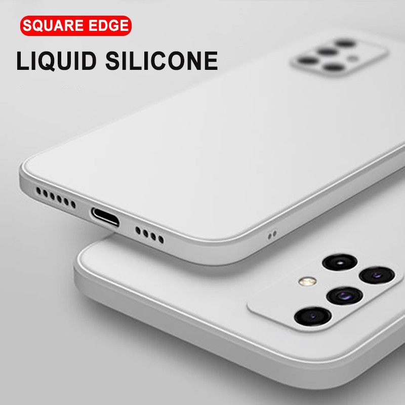 Ốp điện thoại silicone mềm khung vuông màu trơn cao cấp cho Samsung Galaxy A51 A71 A31 A21S A02S A12