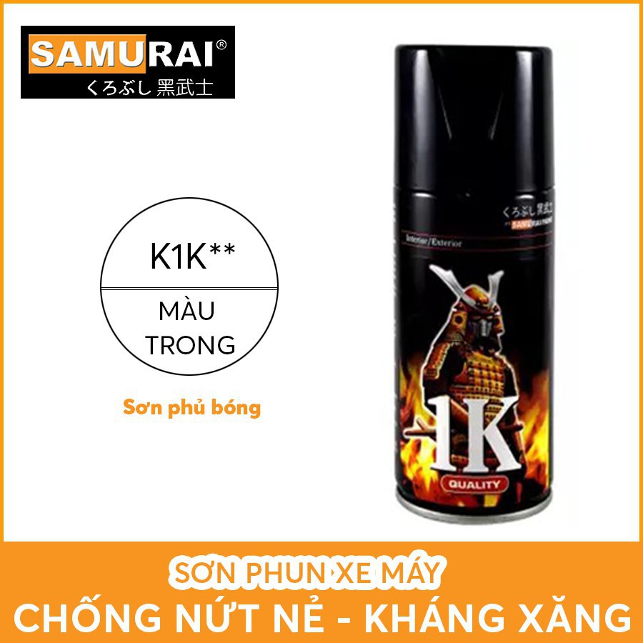 FREESHIP - RẺ NHẤT 😘 SƠN XỊT SAMURAI PHỦ BÓNG K1K MÀU BÓNG TRONG SUỐT