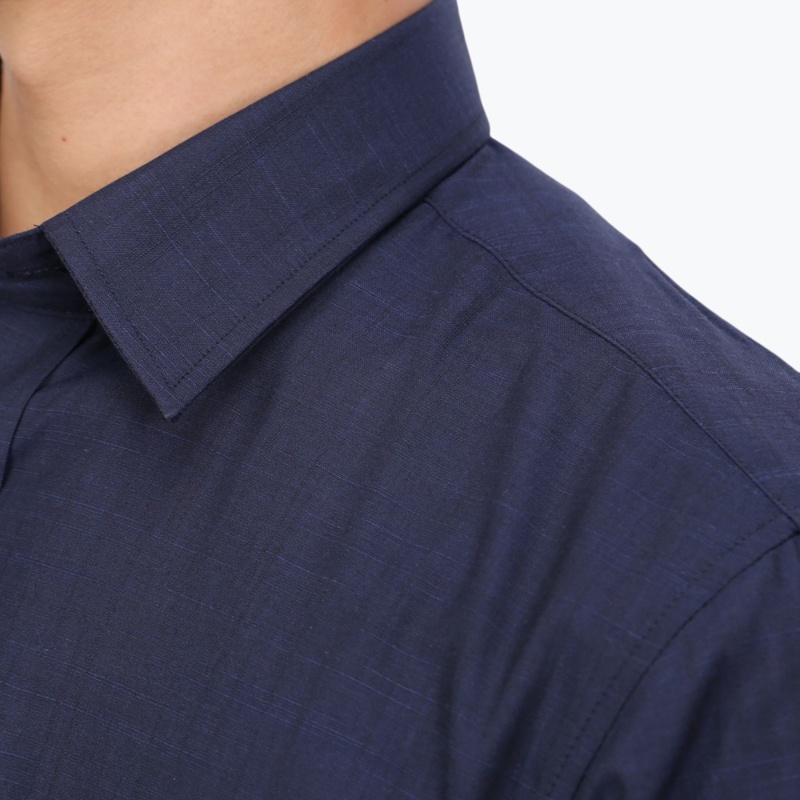 Áo sơ mi ngắn tay Nam Owen Bamboo Regular Fit Navy - AR220133NT
