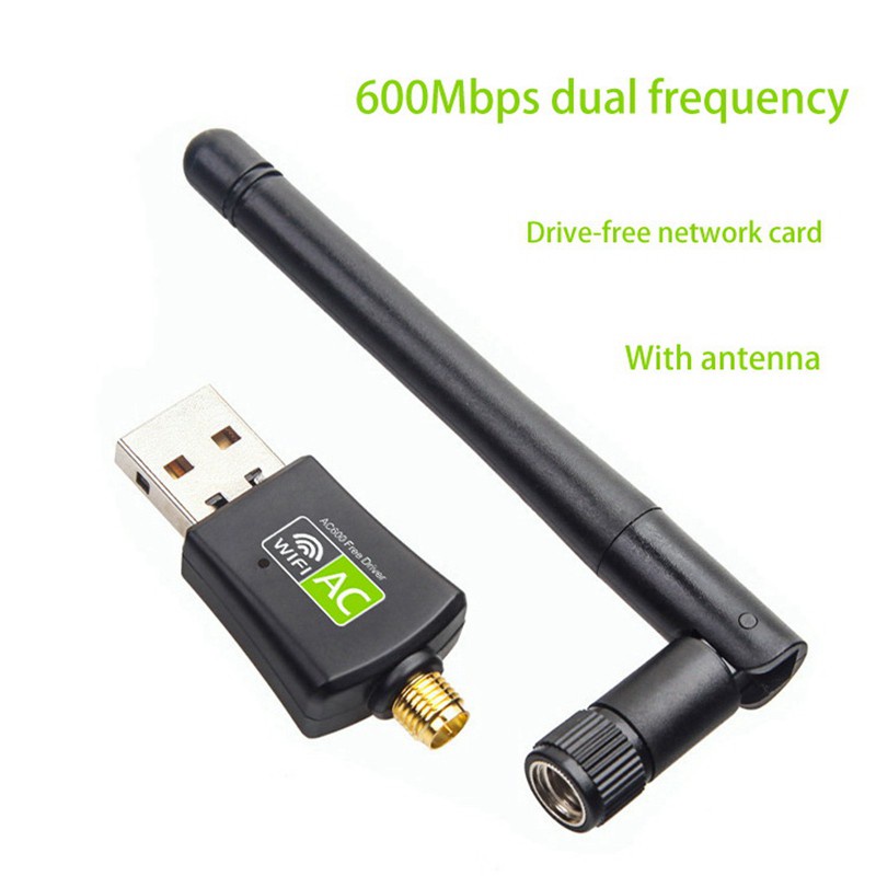 Driver Free Ac600M Dual Band USB Wireless Card with Antenna Wifi Adapter 2.4/5Ghz High Speed USB 3.0 Receiver for Office