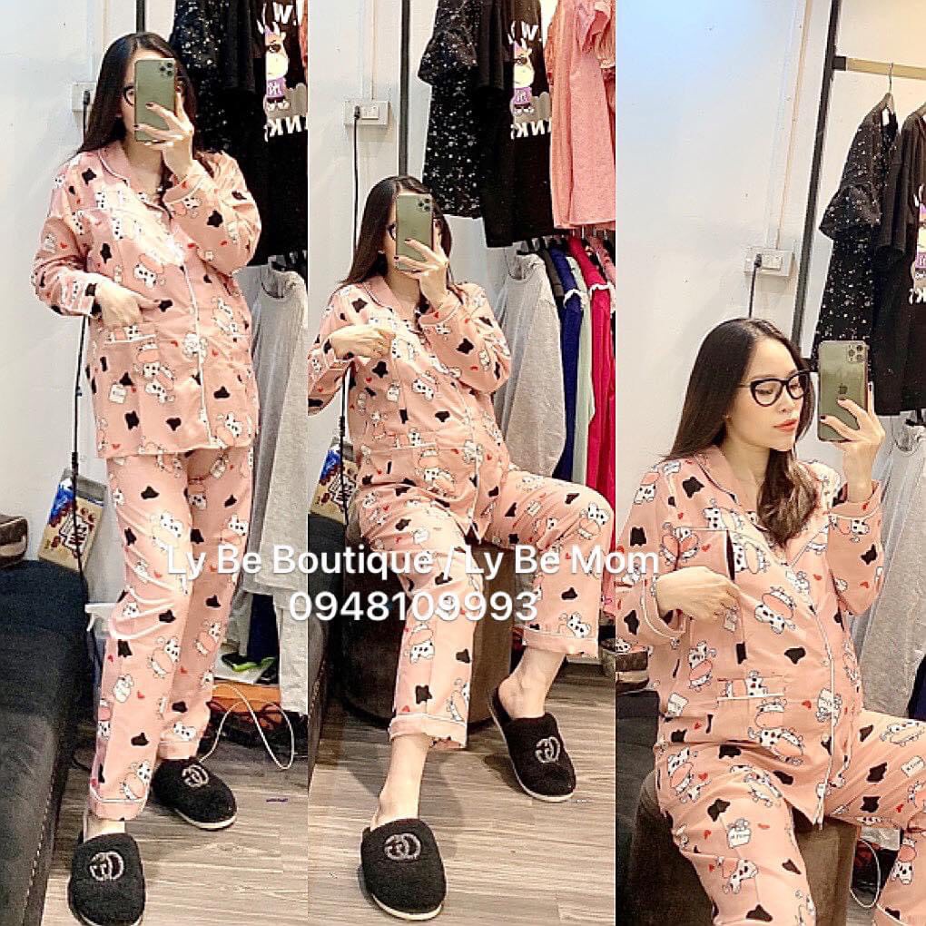 Bộ bầu - bộ sau sinh - cho con bú - 2 chức năng - chất liệu thô lụa Thái mềm mịn, bền hơn ít nhăn hơn lanh i