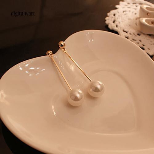 Khuyên tai dáng dài mạ vàng đính ngọc trai giả sang trọng cho nữ