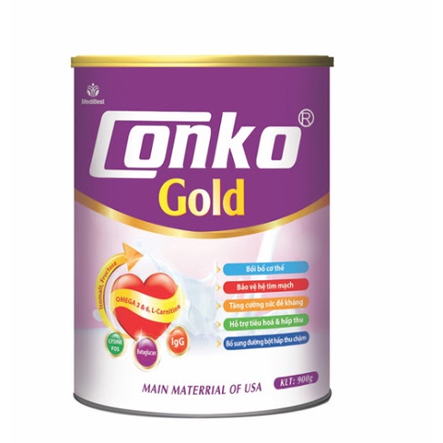 Sữa Conko god 900g là sản phẩm dinh dưỡng cao năng lượng dùng cho người ốm yếu , mệt mỏi , cần phục hồi sau phẫu thuật