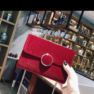 Túi nhung nắp khuy tròn