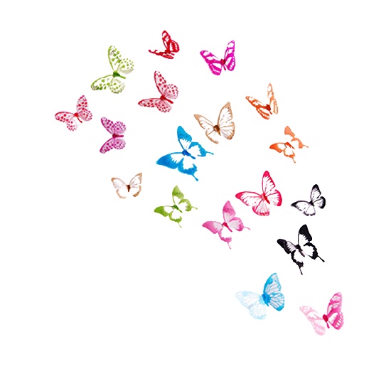 Set 18 Miếng Dán Tường / Tủ Lạnh DIY Hình Bướm 3D Trang Trí Nhà Cửa