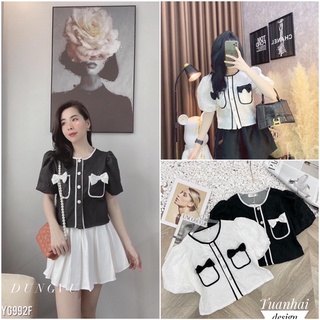 ❤️FREESHiP❤️Áo xốp nơ ngực cổ tròn hàng chuẩn ảnh cực đẹp