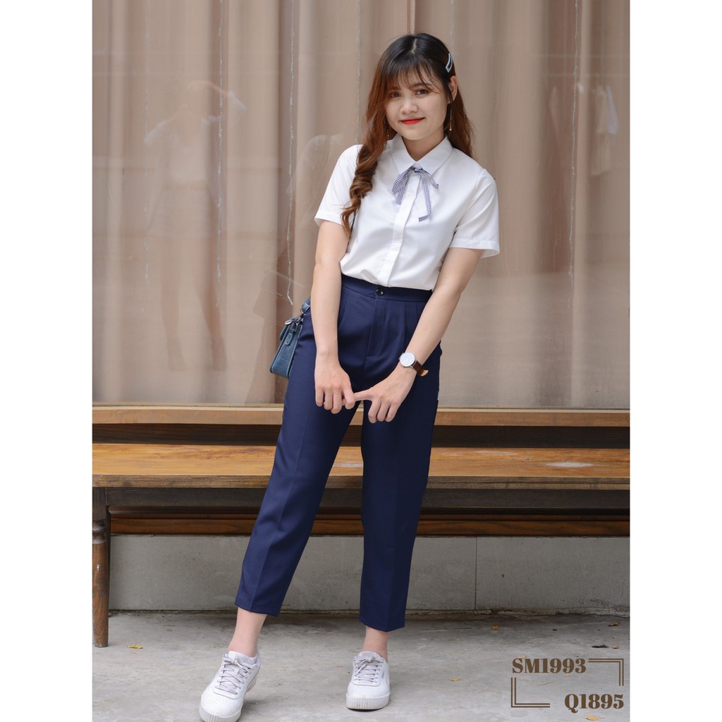 Quần âu nữ, quần baggy nữ xanh đen Bazzi đứng form chống nhăn không bai xù - ẢNH THẬT
