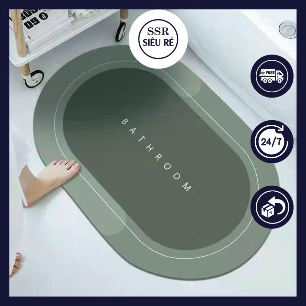 Thảm Chùi Chân SSR Oval Silicon Dùng Cho Phòng Tắm Chống Trơn Trượt, Thấm Hút Tốt
