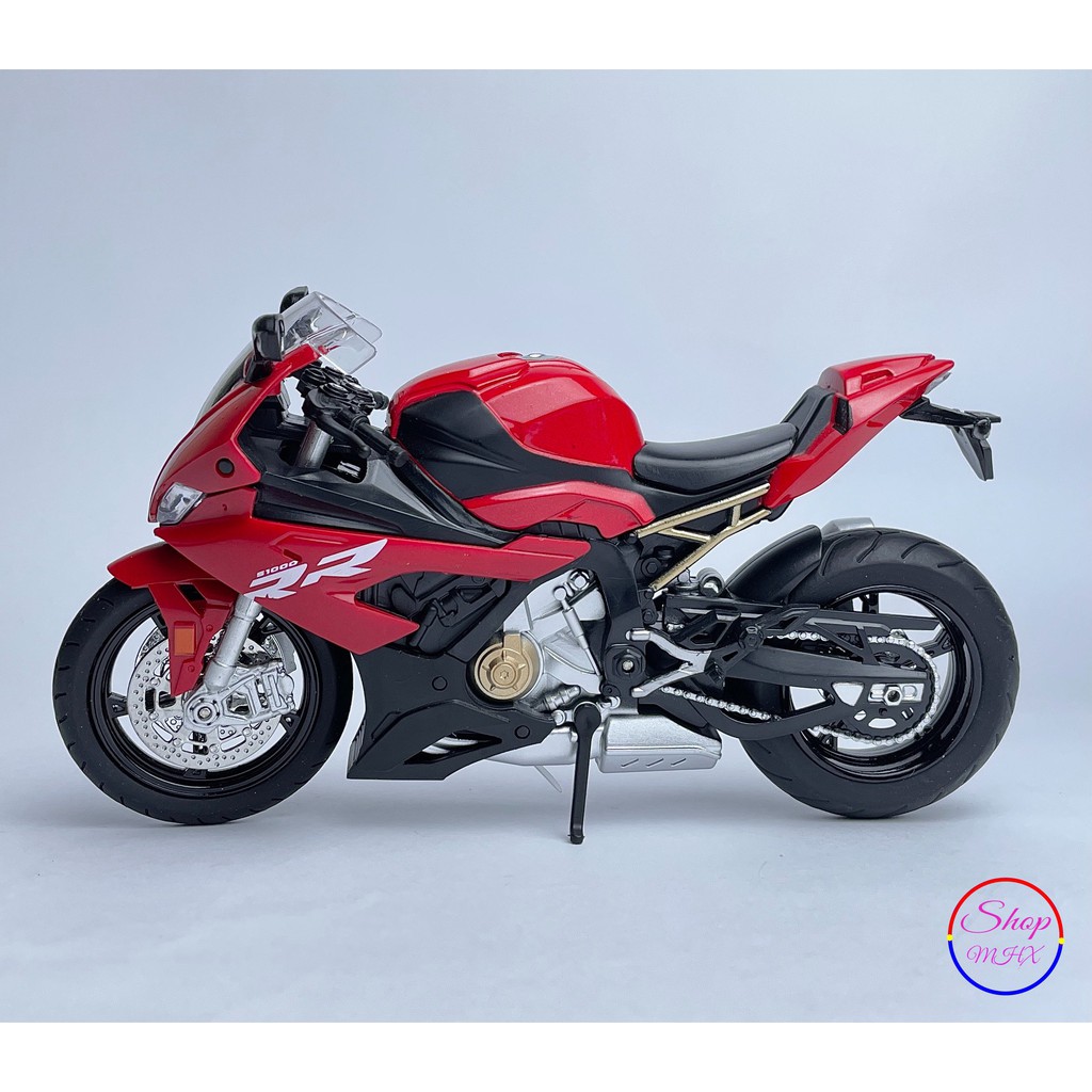 Xe mô hình mô tô BMW S1000RR 2020 TẶNG KÈM BIỂN SỐ tỉ lệ 1:12 hãng HUA YI