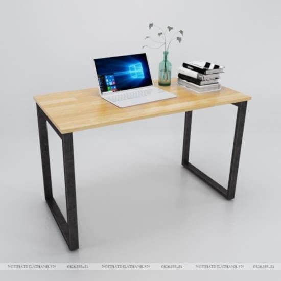 Bàn Chân Sắt Vuông Chữ U, Mặt Gỗ Cao Su Hình Chữ Nhật 60x120cm Chống Nước, Bàn Ăn, Làm Việc, Học Sinh, Văn Phòng