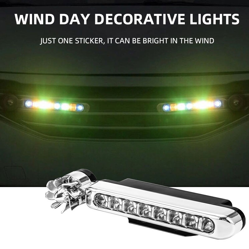 1 Dải Đèn Led Chạy Ban Ngày Trang Trí Xe Hơi / Xe Máy Chạy Ban Ngày Chạy Bằng Năng Lượng Gió RGB
