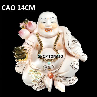 Phật di lặc gánh đào hồng cao 14cm