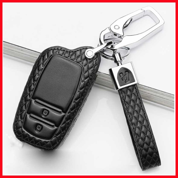 Bao da chìa khóa ôtô Toyota Camry, Fortuner, Prado màu đen hàng cao cấp loại đẹp M7