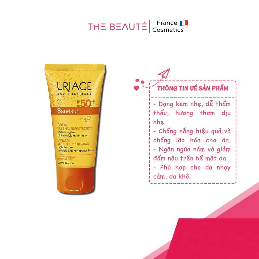 Kem Chống Nắng Giảm Nám & Đốm Nâu Uriage Bariesun Creme SPF50+ 50ml