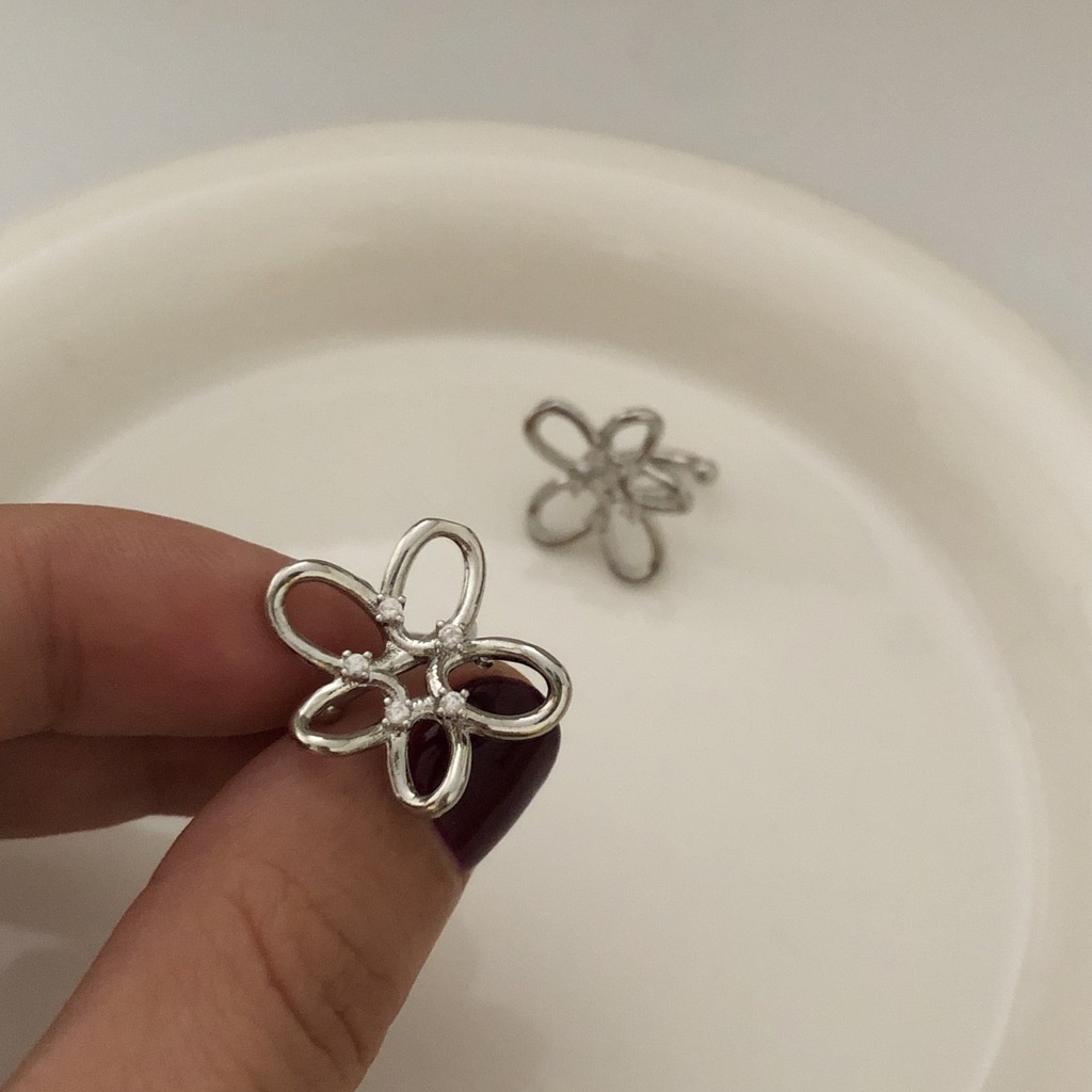 Bông Tai Hình Hoa Đính Đá Zircon Đơn Giản Thời Trang